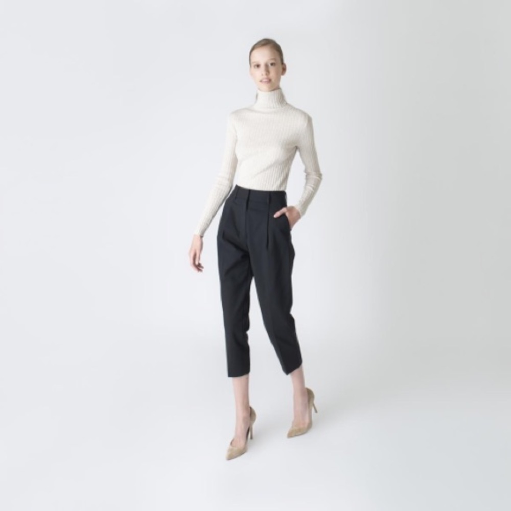 3.1 Phillip Lim • Straight Leg high pleated waist Cropped wool trousers
